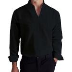 Chemises noires à carreaux en flanelle sans repassage à manches longues col cassé Taille XXL look casual pour homme en promo 