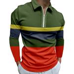 Polos de rugby verts à rayures à manches courtes Taille XL plus size look fashion pour homme 