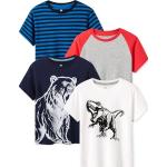 T-shirts à manches courtes bleu marine à rayures en coton à motif ours enfant en lot de 4 look fashion en promo 