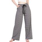 Pantalons de pyjama de printemps gris à rayures Taille S look casual pour femme en promo 