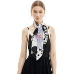 Foulards en soie noirs à fleurs en soie à motif fleurs look fashion pour femme 