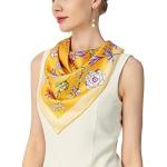 Foulards en soie jaunes à fleurs en soie à motif fleurs look fashion pour femme 