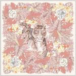 Foulards en soie roses à imprimé animal en soie à motif tigres look fashion pour femme 