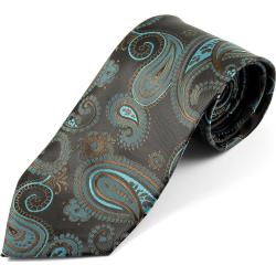 Large Cravate en Soie Motif Paisley Turquoise