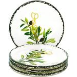 Assiettes plates vert olive en céramique en lot de 4 diamètre 15 cm 