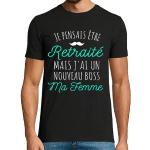 latostadora Tee Shirt Retraite Homme - Cadeau Homme Retraite - T-Shirt Homme Humour - Cadeau Depart Retraite - Tshirt Homme Retraite Humoristique - Retraite mais Jai Un Nouveau Boss Ma Femme