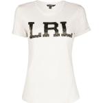 T-shirts de créateur Ralph Lauren blanc crème en jersey à perles à manches courtes pour femme en promo 