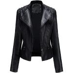 Vestes de moto  Lazutom noires en cuir synthétique à clous à manches longues Taille XS look Punk pour femme 
