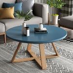 Tables basses rondes bleues en bois en lot de 2 modernes 
