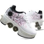 Chaussures de skate  blanches à motif fleurs Pointure 34 look fashion pour garçon 