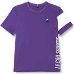 T-shirts Le Coq sportif violets en coton à manches courtes à manches courtes Taille XS look sportif 