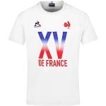 T-shirts Le Coq sportif blancs à manches courtes Tournoi des 6 nations XV de France à manches courtes Taille L look sportif pour homme 