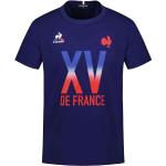 T-shirts Le Coq sportif bleus à manches courtes Tournoi des 6 nations XV de France à manches courtes Taille L look sportif en promo 