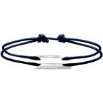 Bracelets cordon bleu marine en argent finition polie gravés 