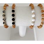 Bracelets marron en or à perles en bois 14 carats personnalisés pour enfant 