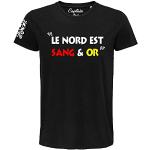 captain tees Le Nord est Sang & Or | T-Shirt Foot 100% Coton Bio | idée Cadeau Football Originale pour Supporter RC Lens (L)