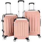 Ensembles de valises roses à rayures à roulettes en lot de 3 look fashion pour femme 