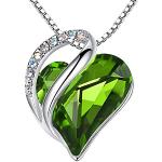 Pendentifs coeur verts en cristal look fashion pour femme 
