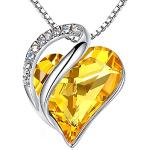 Pendentifs coeur jaunes en cristal look fashion pour femme 