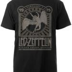 T-shirts noirs en coton à manches courtes Led Zeppelin lavable en machine à manches courtes look Rock pour homme 
