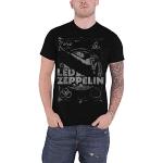 T-shirts noirs en coton à manches courtes Led Zeppelin à manches courtes à col rond Taille XL look fashion pour homme 