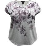 Tops gris clair à motif tie-dye à fleurs à manches trois-quart Taille S look fashion pour femme 