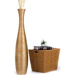 Leewadee Grand Vase A Poser Au Sol pour Branches Décoratives De Pampa, Vase en Bois De Manguier, 110 cm, Doré