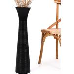 Vases design Leewadee noirs en manguier de 70 cm modernes 