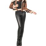 Leggings en cuir noirs en cuir synthétique Taille XXS look fashion pour femme 
