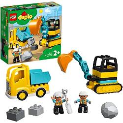 LEGO Duplo 10931 Le Camion et la Pelleteuse - Jeux de Voiture sur Le théme du Chantier pour Les Enfants de 2 Ans et Plus