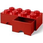 Boites de rangement cuisine Lego rouges en plastique empilables en promo 