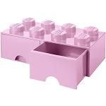 Boites de rangement cuisine Lego violet clair en plastique empilables 