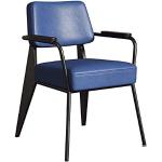 Chaises de bureau bleues en cuir avec accoudoirs 