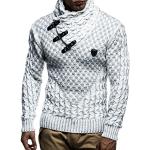 Pulls en laine Leif Nelson blancs en cuir synthétique à manches longues Taille S look fashion pour homme en promo 