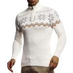 Pulls col roulé d'hiver Leif Nelson blancs à manches longues à col rond Taille XL look fashion pour homme en promo 
