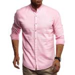 Chemises saison été Leif Nelson roses en lin à manches courtes Taille M look casual pour homme 