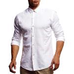 Chemises saison été Leif Nelson blanches en lin à manches courtes Taille L look sportif pour homme 