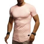 T-shirts Leif Nelson roses à manches courtes à manches longues à col rond Taille L look fashion pour homme 