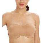 Soutiens-gorge sans bretelle beiges nude en polyamide lavable à la main 100C classiques pour femme 