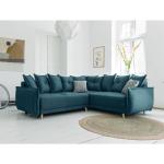 Canapés d'angle convertibles turquoise 5 places scandinaves 