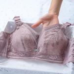 Soutiens-gorge en dentelle roses en fibre synthétique 75D plus size look sexy pour femme 