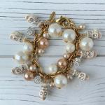 Bracelets de perles dorés en cristal à strass 