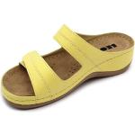 Sandales jaunes en cuir en cuir anti choc Pointure 37 look fashion pour femme 