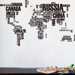 Autocollants en cuir synthétique imprimé carte du monde 