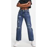 Jeans droits Levi's 501 bleus à effet vieilli délavés W24 L30 pour femme en promo 