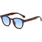LHSDMOAT Lunettes de soleil unisexe vintage, lunettes de soleil rondes rétro Johnny Depp pour hommes femmes, lunettes de soleil de conduite mode, Léopard/Gradient Blue