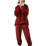 Pyjamas en velours rouges en velours à perles à capuche à col rond Taille XXL plus size look fashion pour femme 