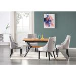 Ensemble Table à Manger Extensible + 4 Chaises en Velours - Coloris Chêne & Gris - Ensemble pour Salle à Manger Design & Moderne