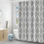 Rideaux de douche gris clair en polyester lavable en machine 80x200 