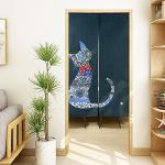 Rideaux de porte bleu marine à fleurs look asiatique en promo 